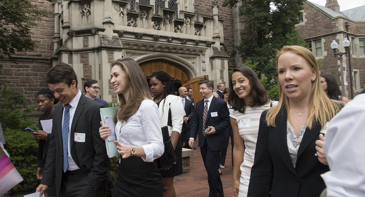 WashULaw Students file out of Graham Chapel after Convocation